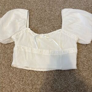 Altar'd State White Puff-Sleeve Crop Top